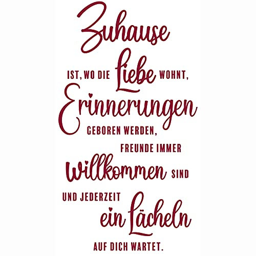 Wandtattoo Sprüche und Zitate Wanddeko Wandsticker Aufkleber selbstklebend für Wohnzimmer Büro Schlafzimmer Esszimmer Flur YX024 (Burgunder, Zuhause)