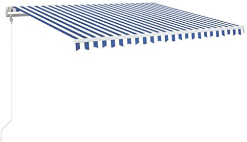 vidaXL Gelenkarmmarkise Automatisch Markise Sonnenmarkise Balkonmarkise Sonnenschutz Sichtschutz Terrasse Garten Balkon 450x350cm Blau Weiß