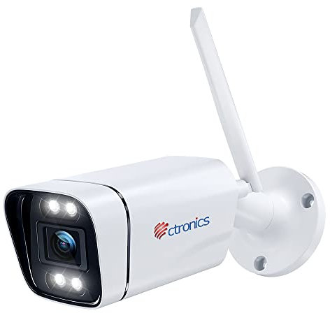 Ctronics Überwachungskamera 4G/3G LTE, Kamera 4G für den Außenbereich, 1080P IP-Kamera, SIM-Karte, 30 m, Nachtsicht, Farberkennung, Audio, bidirektional, Alarm, Licht, SIM-Karte inklusive, Metall,