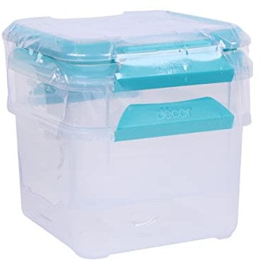 Décor Large Food Storage Containers | 2 Pack - 2 x 1.4L | Reusable Plastic Airtight Food Containers | Fresh Seal Clips | Microwave, Freezer & Dishwasher Safe | 1.4L Capacity