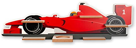 Regal „Rennauto rot“ geeignet für Toniebox und Tonies inkl. 40 Metallplättchen für Flexible Befestigung der Tonie Figuren (Rennauto rot)