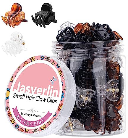 JASVERLIN Petites pinces à cheveux noires et marron transparentes pour femmes et filles, cheveux fins, épais, durables, accessoires de coiffure 3 couleurs, 51 pièces (couleur quotidienne)