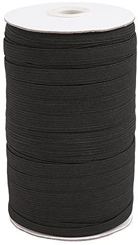Bestewelry 10mm Black Elastic Cord Flat Waistband Sewing Elastic Ribbon Bands with Spool for Headbands Clothes Sewing Craft Making