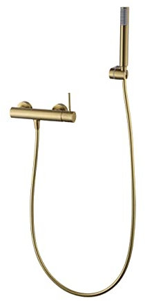 IMEX - Conjunto de grifo monomando de ducha de mano kit de baño fabricados en latón SERIE MONZA Oro Cepillado - BDM039-5OC