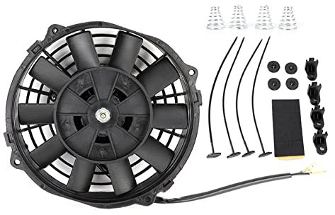 BOROCO 7in Slim Electric Radiator Cooling Fan Thermo 12V Universal with Mounting Kit