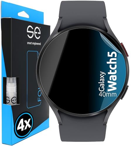 4x se® 3D SCHUTZFOLIE Transparent für Samsung Galaxy Watch 5 40mm,Selbstheilend, 100% Fingerabdruck & FaceID kompatibel, einfache blasenfreie Installation, Ultra-Klar,Stoß-Kratzfest, aus Deutschland