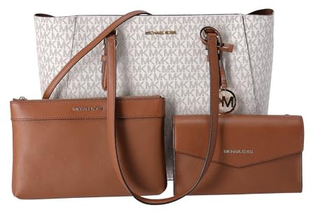 Michael Kors Charlotte Grand sac à main fourre-tout 3 en 1 en cuir, vanille, Large