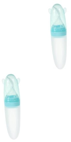 SAFIGLE 2piezas Botella De Silicona para Alimentos Cuchara De Squeeze y Base Antideslizante para Alimentación De Bebés Purés y Cereal De Arroz