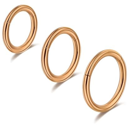3 Stück Septum Piercing Scharnier G23 Titan Segmentring Clicker Knorpel Piercing Rose Gold 6/7/8mm 16G Nostril Piercing Forward Helix Piercing Schmuck
