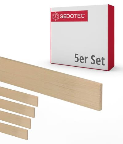 Gedotec Holzleisten zum basteln - Holzbretter zum bauen aus Buchen-Holz 95 cm | 5 Stück 3x23x950 mm | BASIC | vielseitiges Holz zum Basteln und Bauen von verschiedenen Objekten