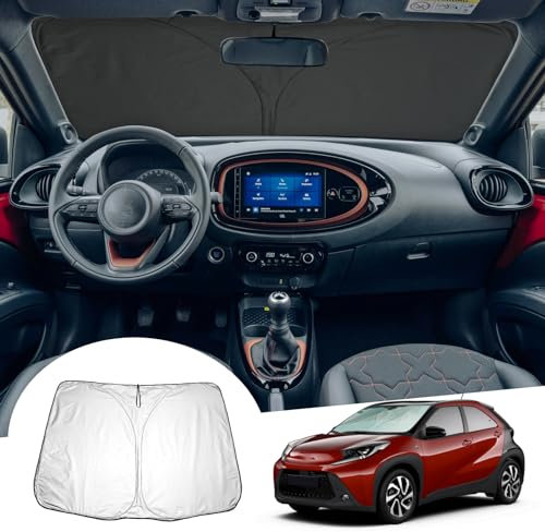 GAFAT Compatible con Toyota Aygo X AB70 2022-2024 2025 Parasoles Interior, Aygo X 2023 Parabrisas Protección Solar, Refrigeración, Protección UV, Aygo X Accesorios