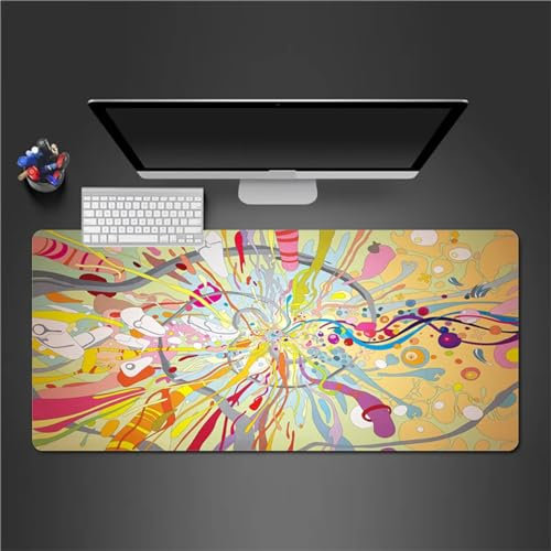 Mauspad Groß Gaming Abstrakte Graffiti Mousepad XXL 800x400x3mm rutschfeste Schreibtischunterlage Gaming Tastatur Matte Abwaschbar für PC Zuhause Büro
