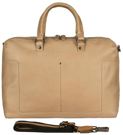 Schoolmaster by Harolds Messenger Premium-Laptoptasche mit Schultergurt - soft camel