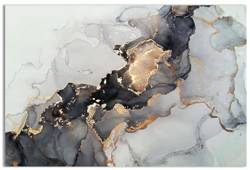Arte de pared abstracto en blanco y negro con textura de mármol, decoración de pared, minimalista, lienzo fluido, ilustraciones de acuarela, línea de tinta gris, pinturas modernas para dormitorio,