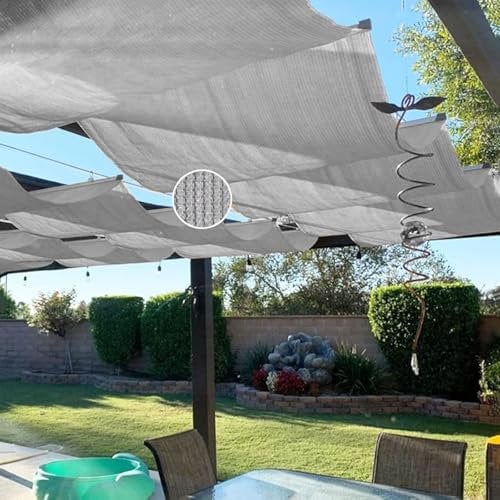 Retractable Sun Shade Sail Pergola Roof Canopy Shade Kits With Sliding Track Kit Sun And Uv Protection Wave Awnings For Outdoor Deck(Size:1x14m,Color:Gray)