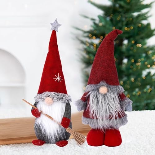 HNLMZ Weihnachten Deko Wichtel,2 Stücke Handgemachte Plüsch Weihnachtswichtel,Weihnachtsdeko Wichtel,Wichtel Weihnachtsmann für Weihnachtsdekoration