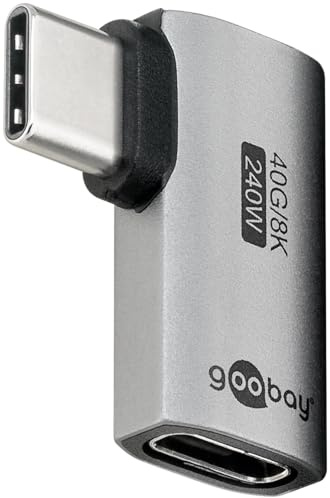 goobay USB-C Adapter 240W 40 Gbit Verlängerung 90° horizontal USB4 (Stecker auf Buchse) / USB 4.0 Adpter 8K@60 Hz, abwärtskompatibel USB 3.1, USB 2.0/74441