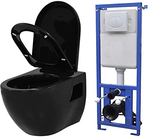 Sanitär, Sanitärarmaturen, Toiletten & Bidets, Toiletten, Wand-WC mit verdecktem Spülkasten, Keramik, Schwarz