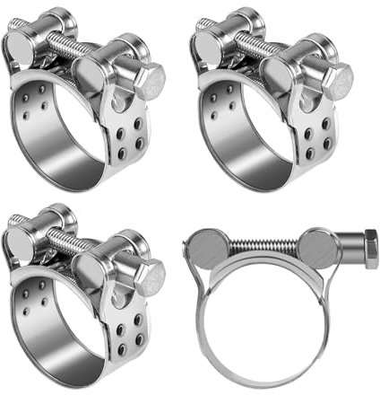 EFUTURETIME 4pcs Abrazaderas de Manguera de Acero Inoxidable 29-31 mm, 20 mm de Ancho, Abrazaderas de Perno, Clips de Ductos para Tubo de Escape de Motocicleta, Tubos