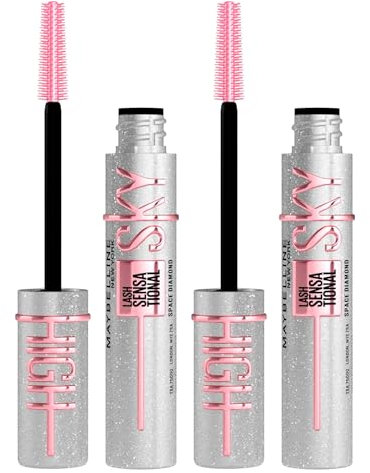 Maybelline New York Sky High Lash Sensational Mascara Glitter Volumizzante e Allungante Sguardo Intenso Zero Grumi Scovolino Flessibile Colore Space Diamond - 2 Mascara