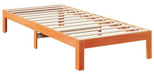 vidaXL Massivholzbett ohne Matratze Wachsbraun 80x200 cm Kiefernholz, Bettrahmen, Schlafzimmerbett, Doppelbett, Schlafzimmermöbel, Bett, Holzbett