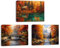 Piy Painting Peinture Sur Toile Du Paysage d'Automne, Art Mural Sur Toile Du Village, Peinture Murale Sur l'Érable, Impressions Sur Toile Pour Salon Bureau Entrée Café, 3 Panneaux 30x40cm (90x40 cm)