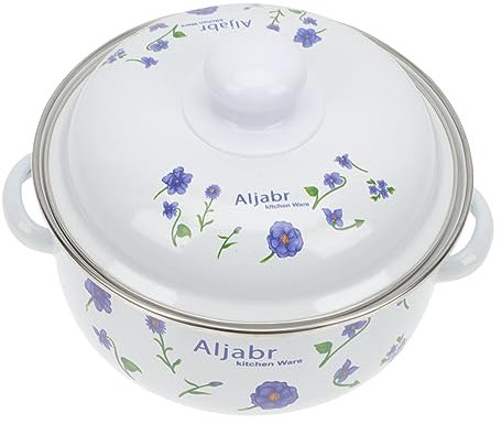 SECFOU Kerntyp Retro Emaille Suppentopf Mit Deckel Energiesparend Ergonomisch Für Gaskochen Und Induktionsherde Robuste Leicht Zu Reinigende Enamelware