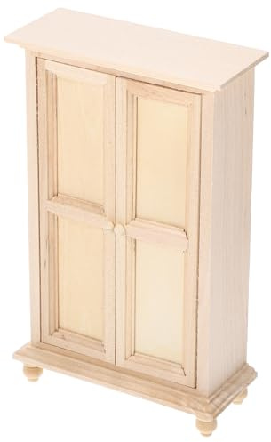 TOYANDONA Armario de madera en miniatura con puertas dobles para casa de muñecas, armario para muebles en miniatura, dormitorio, decoración, aspecto vintage, para sala de estar y habitación infantil