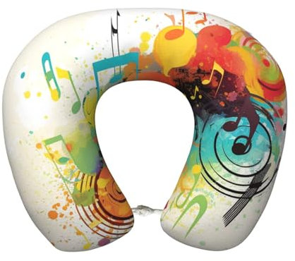 GDSHJKLW Reisekissen aus Memory-Schaum mit abstraktem Musik-Thema, weich, bequem, Nackenkissen, U-förmiges Kopfstützkissen, Reisezubehör für Schlafruhe, Flugzeug, Auto und Büro