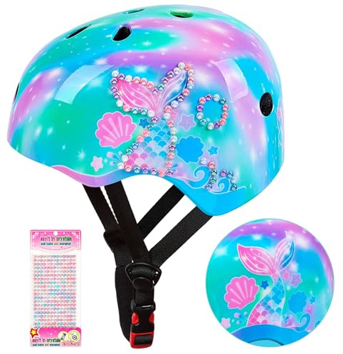 Kinder-Fahrradhelm, verstellbar, mit DIY-Aufklebern für Mädchen, Alter 3–5–8–14 Jahre, für Fahrrad, Roller, Skateboard, Rollschuhlaufen