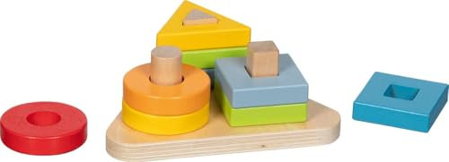 goki 58324 – Sortierspiel aus Holz – Farben- und Formen-Steckspiel aus 9 Teilen – Stapelspiel für Kinder ab 2 Jahren