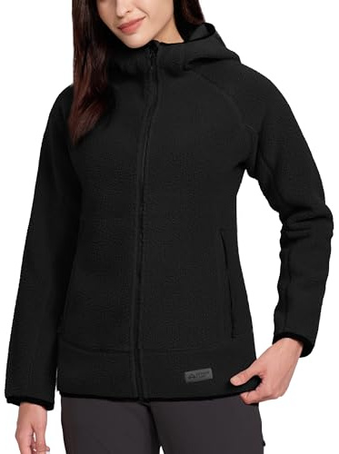 Pioneer Camp Outdoor Fleecejacke Damen Mit Kapuze Warm Teddyjacke Leicht | Reißverschluss Winterjacke Windabweisend, Atmungsaktiv,Seitentaschen, Elastischer Saum, Für Wandern, Trekking Und Camping