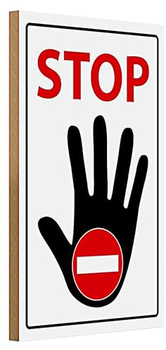 STOP Schild | Hand Symbol | Warnschild | Außenbereich | 20 cm x 30 cm