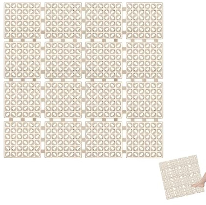 Tappetino da Doccia Antiscivolo con Ventose e Fori di Scarico, Tappetino da Doccia Quadrato, Tappeto Pedana Doccia Resistente alla Muffa, per Bagni e Aree Umide, 60 x 60 cm