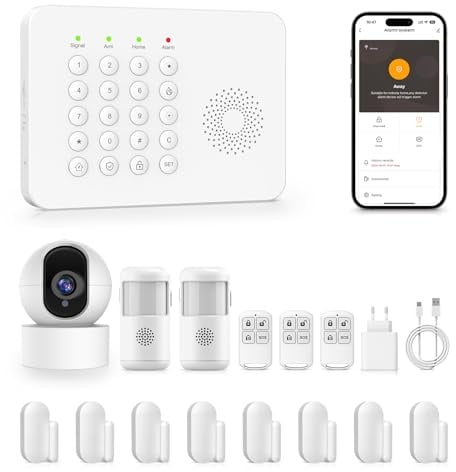 PGST 4G Alarmanlage Haus, WLAN Alarmanlage Wohnung mit Fenster Tür Sensoren, Bewegungsmelder, Fernbedienungen, Funktioniert mit Alexa