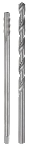 TOP-VIGOR Tap & Bit Sets, M8 x 1.25 H2 Straight Flute Machine Thread Milling Tap 150mm Extra Long, 8mm High Speed Steel (HSS) Twist Drill Bit for DIY, Repair, Cutting External and Internal Thread
