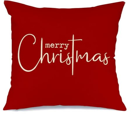 RABUSOFA Rot Weihnachtskissenbezüge Kissenbezug 45x45 Kissen Weihnachten Merry Christmas Weihnachtsdeko Outdoor Winterdeko Xmas Deko Decorations Indoor (Rot, 45 x 45 cm)