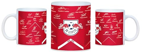 RB Leipzig Tasse - Signatur 2025/26 - Unterschriftentasse Team RBL- Plus Aufkleber Wir lieben Fußball