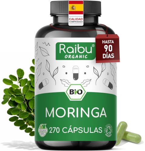 Moringa Bio 270 Gélules - 2400 mg de Moringa Oleifera Bio - Superfood : Riche en multivitamines et minéraux naturels - Antioxydant, Détox & Énergie - Certifié biologique, Vegan, Sans additifs