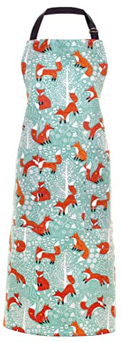 Ulster Weavers Foraging Fox Cotton Apron - With Cute Animal Hand Drawn Design, Duck Egg Blue - For Kitchen and Barbecue - Cooking Gifts for Bakers & Chefs - Homeware & Kitchenware Range