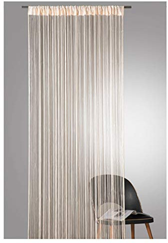 heimtexland ® Fadengardine in Champagner beige HxB 160x95 cm mit Stabtunnel KÜRZBAR hochwertige Qualität FORMSCHNITT MÖGLICH Fadenvorhang Fadenstore Raumteiler Insektenschutz Ökotex Typ121