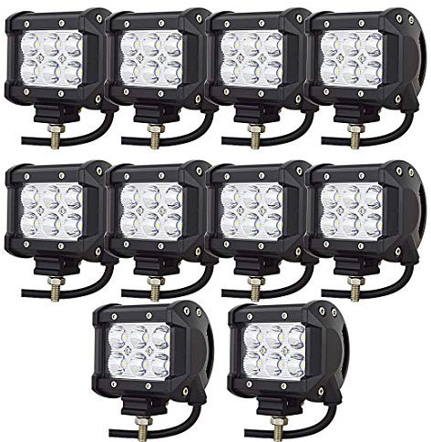 AUXTINGS 10 Stücke 4 Zoll 18 Watt LED Arbeitslicht Bar Spot Off Road LKW SUV 4WD Fahren Nebelscheinwerfer (4 Zoll 10x18-Spot)