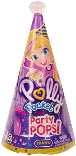 Polly Pocket GJT06 Partyset mit Puppe, Partyhut und Accesssoires, zufällige Auswahl, Geburtstagsparty Zubehör für Mädchen ab 4 Jahren