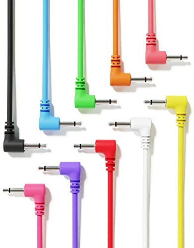 ExcelValley - Rechtwinkliger Mono Modular Patchkabel TS 3,5mm 1/8 Zoll Eurorack Synthesizer [10-Pack | 45 cm - 17,72]