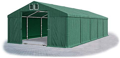 Das Company Lagerzelt 5x10m wasserdicht mit Bodenrahmen und Dachverstärkung dunkelgrün Zelt 560g/m² PVC Plane hochwertig Zelthalle Summer Plus SD - Faltpavillon - Gartenpavillon - Pavillon - Partyzelt