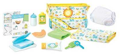 Melissa & Doug Mine to Love Travel Time Play Set for Dolls (Diaper Bag, Bottle, Sunscreen, More, 17 Pieces)