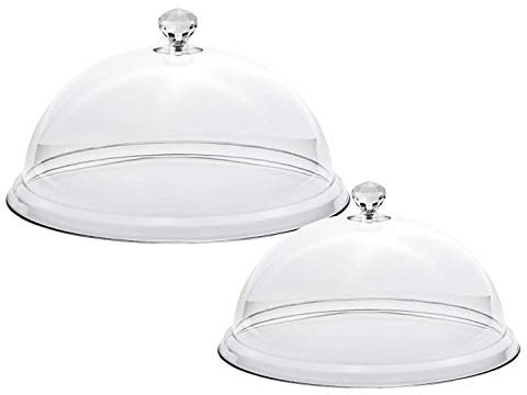 Lot de 2 cuillères, cloche en plastique, dôme en plastique trasparent, dôme transparent, cloche en plastique transparent, cloche pour aliments, cloche en plastique, (lot de 2) diamètre 20 et 25 cm