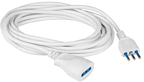 POLYPOOL - Rallonge électrique de 3 mètres H05VV-F 3x0,75mm2, fiche et prise italienne 10A 2P+T Couleur blanche Modèle PP0381XAM