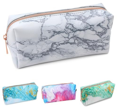 Fashion Stationery White Marble Pencil Case for Women Girls Teenagers Make Up Bags Ladies Cosmetic Bag or Gifts for Her