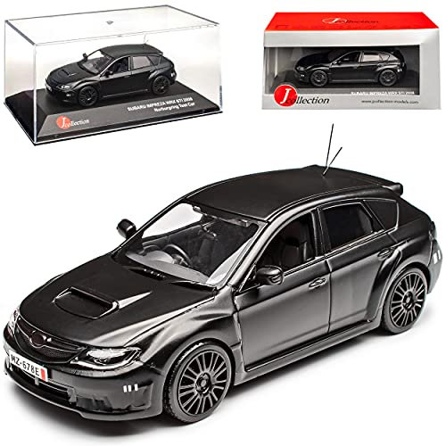 J-Collection Subaru Impreza GR WRX STI Matt Schwarz Nürburgring Testfahrzeug 5 Türer 2007-2011 1/43 Modell Auto mit individiuellem Wunschkennzeichen